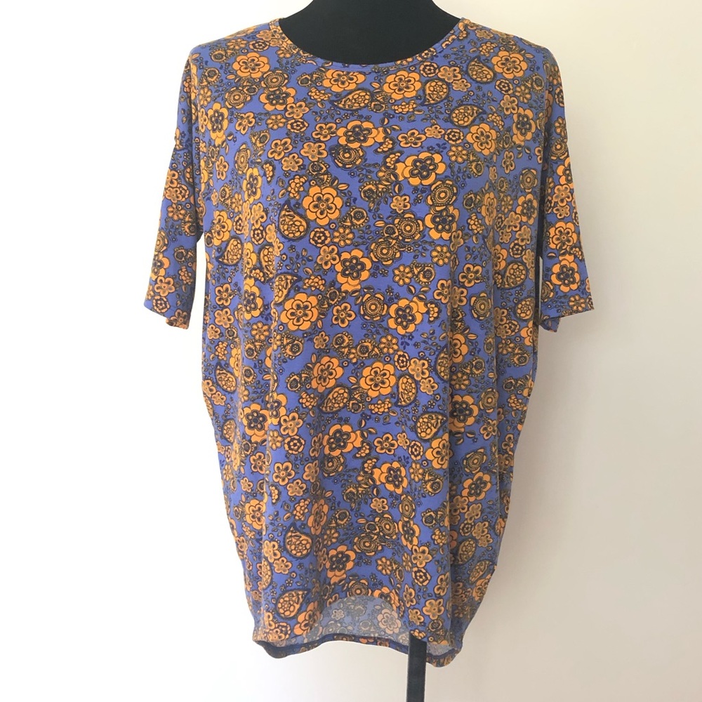 NEW LulaRoe Irma Blue floral Top XXS